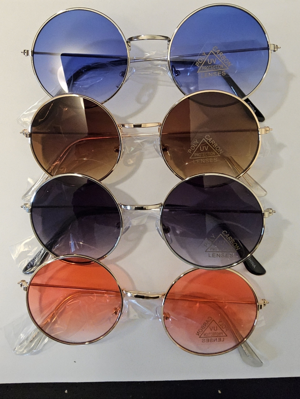 F. Set Of 4 Round Metal Frame Sunglasses -